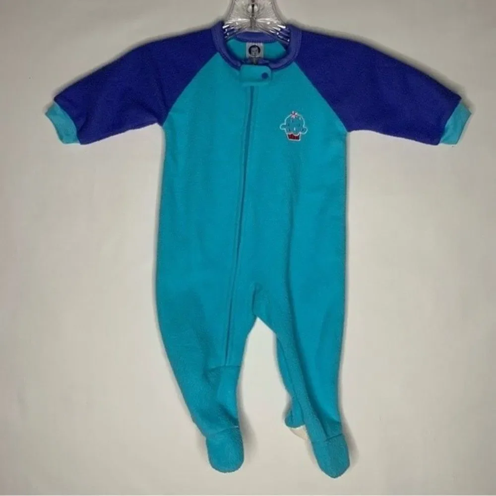 5/$15 Gerber Purple Blue Cupcake‎ Embroidered Full Zip Footed One Piece Pajamas